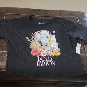 Wonder Nation Black Kids T-Shirt with Floral Dolly Parton Design
